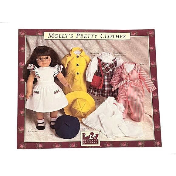 1989 American Girl Pleasant Company Molly DOLL CLOTHES PATTERNS Dress Bag Apron - Picture 7 of 9